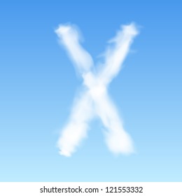 Clouds in shape of the letter X. Vector illustration.