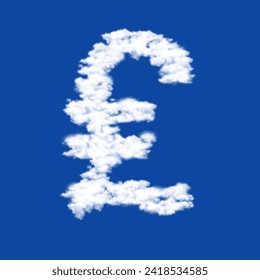 Clouds in the shape of a lira symbol on a blue sky background. A symbol consisting of clouds in the center. Vector illustration on blue background