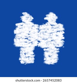 Clouds in the shape of a man with man symbol on a blue sky background. A symbol consisting of clouds in the center. Vector illustration on blue background