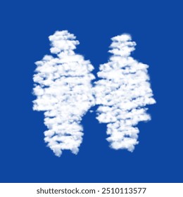 Clouds in the shape of a man with woman symbol on a blue sky background. A symbol consisting of clouds in the center. Vector illustration on blue background