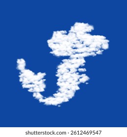 Clouds in the shape of a mermaid symbol on a blue sky background. A symbol consisting of clouds in the center. Vector illustration on blue background