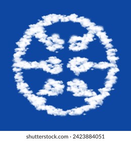 Nubes en forma de símbolo de microcircuito sobre fondo azul del cielo. Símbolo que consiste en nubes en el centro. Ilustración vectorial sobre fondo azul