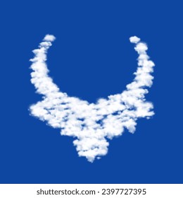Clouds in the shape of a necklace symbol on a blue sky background. A symbol consisting of clouds in the center. Vector illustration on blue background
