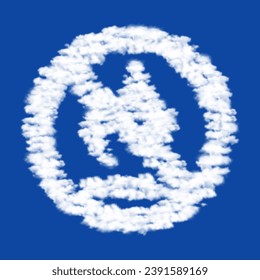 Clouds in the shape of a no gas symbol on a blue sky background. A symbol consisting of clouds in the center. Vector illustration on blue background