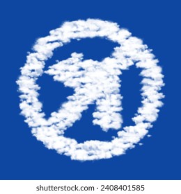 Clouds in the shape of a no left turn sign on a blue sky background. A symbol consisting of clouds in the center. Vector illustration on blue background