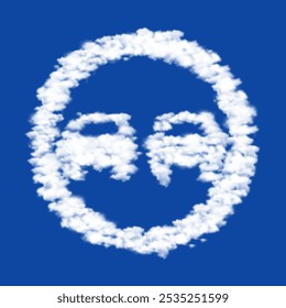 Clouds in the shape of a no overtaking sign on a blue sky background. A symbol consisting of clouds in the center. Vector illustration on blue background