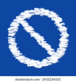 Wolken in Form eines Parkverbotsschildes auf blauem Himmel Hintergrund. Ein Symbol, das aus Wolken in der Mitte besteht. Vektor-Illustration auf blauem Hintergrund