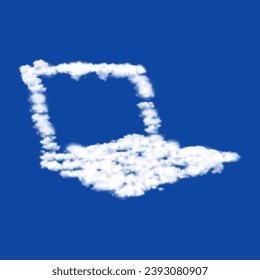 Clouds in the shape of a notebook symbol on a blue sky background. A symbol consisting of clouds in the center. Vector illustration on blue background