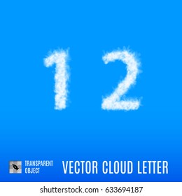 Clouds in Shape of the Number One and Two on Blue Background
