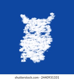 Clouds in the shape of a owl symbol on a blue sky background. A symbol consisting of clouds in the center. Vector illustration on blue background