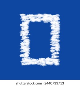 Clouds in the shape of a photo frame symbol on a blue sky background. A symbol consisting of clouds in the center. Vector illustration on blue background