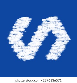 Clouds in the shape of a polymer symbol on a blue sky background. A symbol consisting of clouds in the center. Vector illustration on blue background