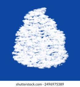 Clouds in the shape of a poop symbol on a blue sky background. A symbol consisting of clouds in the center. Vector illustration on blue background