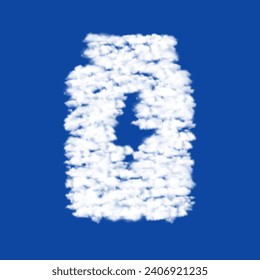 Clouds in the shape of a power jar symbol on a blue sky background. A symbol consisting of clouds in the center. Vector illustration on blue background