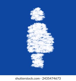 Clouds in the shape of a pregnant woman symbol on a blue sky background. A symbol consisting of clouds in the center. Vector illustration on blue background