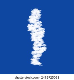 Clouds in the shape of a pregnant woman symbol on a blue sky background. A symbol consisting of clouds in the center. Vector illustration on blue background