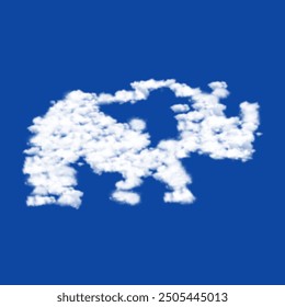 Clouds in the shape of a rhinoceros symbol on a blue sky background. A symbol consisting of clouds in the center. Vector illustration on blue background