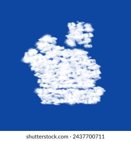 Clouds in the shape of a roasted turkey on a blue sky background. A symbol consisting of clouds in the center. Vector illustration on blue background