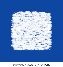 Clouds in the shape of a rounded square symbol on a blue sky background. A symbol consisting of clouds in the center. Vector illustration on blue background
