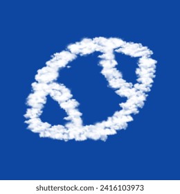 Clouds in the shape of a rugby symbol on a blue sky background. A symbol consisting of clouds in the center. Vector illustration on blue background