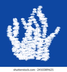 Clouds in the shape of a seaweed symbol on a blue sky background. A symbol consisting of clouds in the center. Vector illustration on blue background