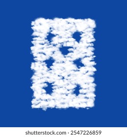 Clouds in the shape of a seven of diamonds playing card on a blue sky background. A symbol consisting of clouds in the center. Vector illustration on blue background