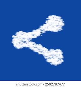 Nubes en forma de símbolo compartido sobre un fondo de cielo azul. Un símbolo que consiste en nubes en el centro. Ilustración vectorial sobre fondo azul