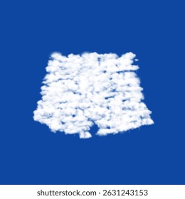 Clouds in the shape of a shorts symbol on a blue sky background. A symbol consisting of clouds in the center. Vector illustration on blue background