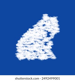 Clouds in the shape of a sitting tiger symbol on a blue sky background. A symbol consisting of clouds in the center. Vector illustration on blue background