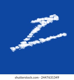 Clouds in the shape of a Ski jumping symbol on a blue sky background. A symbol consisting of clouds in the center. Vector illustration on blue background