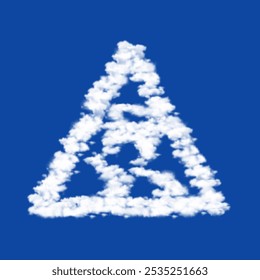 Clouds in the shape of a slippery road sign on a blue sky background. A symbol consisting of clouds in the center. Vector illustration on blue background