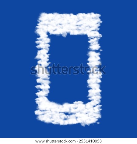 Clouds in the shape of a smartphone symbol on a blue sky background. A symbol consisting of clouds in the center. Vector illustration on blue background