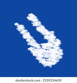 Clouds in the shape of a solo bobsleigh symbol on a blue sky background. A symbol consisting of clouds in the center. Vector illustration on blue background