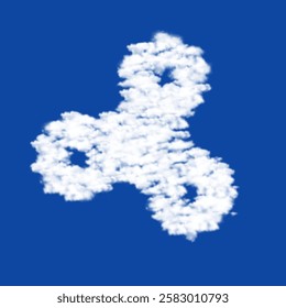 Clouds in the shape of a spinner symbol on a blue sky background. A symbol consisting of clouds in the center. Vector illustration on blue background