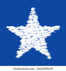 Clouds in the shape of a star symbol on a blue sky background. A symbol consisting of clouds in the center. Vector illustration on blue background
