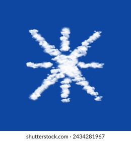 Nubes en forma de símbolo de estrella sobre un fondo azul. Un símbolo que consiste en nubes en el centro. Ilustración vectorial sobre fondo azul