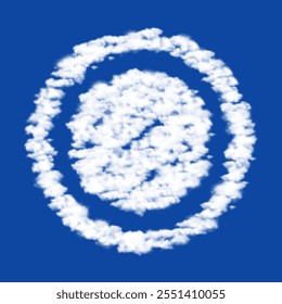 Nuvens na forma de um símbolo de rolo de sushi em um fundo azul céu. Um símbolo que consiste em nuvens no centro. Ilustração vetorial no plano de fundo azul