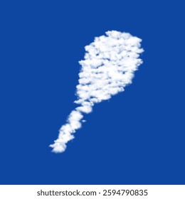 Clouds in the shape of a tennis racket symbol on a blue sky background. A symbol consisting of clouds in the center. Vector illustration on blue background