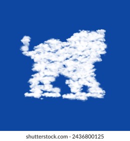 Clouds in the shape of a tiger symbol on a blue sky background. A symbol consisting of clouds in the center. Vector illustration on blue background