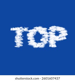 Clouds in the shape of a top symbol on a blue sky background. A symbol consisting of clouds in the center. Vector illustration on blue background