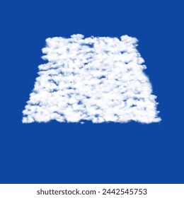 Clouds in the shape of a trapezoid symbol on a blue sky background. A symbol consisting of clouds in the center. Vector illustration on blue background