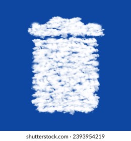 Nubes en forma de símbolo de basura sobre un fondo azul del cielo. Símbolo que consiste en nubes en el centro. Ilustración vectorial sobre fondo azul