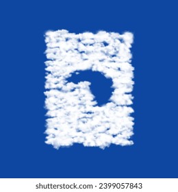 Clouds in the shape of a washer symbol on a blue sky background. A symbol consisting of clouds in the center. Vector illustration on blue background
