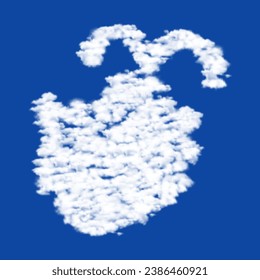 Clouds in the shape of a washing hands symbol on a blue sky background. A symbol consisting of clouds in the center. Vector illustration on blue background