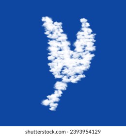 Clouds in the shape of a wheat symbol on a blue sky background. A symbol consisting of clouds in the center. Vector illustration on blue background