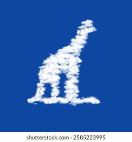 Clouds in the shape of a wild giraffe symbol on a blue sky background. A symbol consisting of clouds in the center. Vector illustration on blue background