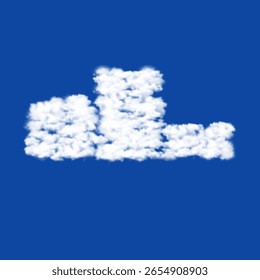 Nubes en la forma de un símbolo de podio de los ganadores sobre un fondo de cielo azul. Un símbolo que consiste en nubes en el centro. Ilustración vectorial sobre fondo azul