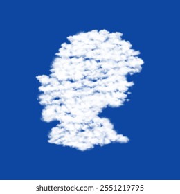 Clouds in the shape of a woman face profile symbol on a blue sky background. A symbol consisting of clouds in the center. Vector illustration on blue background