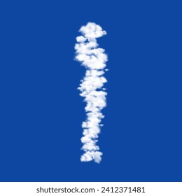 Clouds in the shape of a woman silhouette on a blue sky background. A symbol consisting of clouds in the center. Vector illustration on blue background