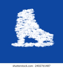 Clouds in the shape of a womens ice skate on a blue sky background. A symbol consisting of clouds in the center. Vector illustration on blue background